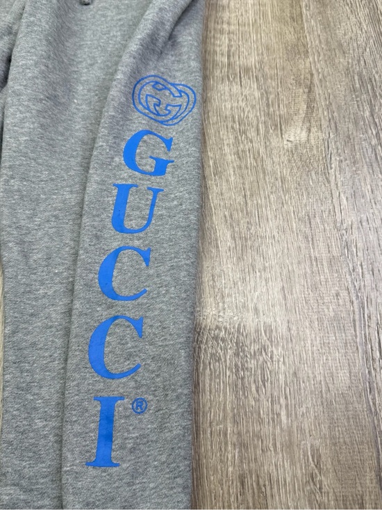 Gucci Pants - Gucci Gray Sweatpants with Blue Logo Women’s Size L Large